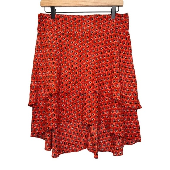 1. State | Red Tiered Ruffle Skirt Sz S/M - Picture 1 of 7